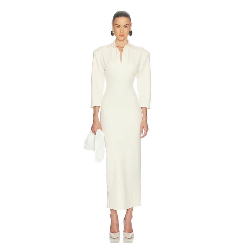 Helsa The Margaux Polo Dress in Thick Crepe in Ivory in XS NWT Small Mark $498